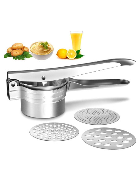 Prensador de Papas ZKKEIIE de Acero Inoxidable 425g con 3 Discos