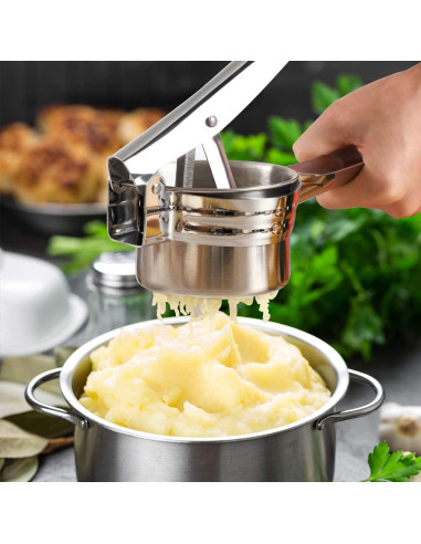 Prensador de Papas ZKKEIIE de Acero Inoxidable 425g con 3 Discos