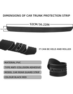 Protector de Parachoques Trasero KEVWR 89,22 cm Negro Universal 2