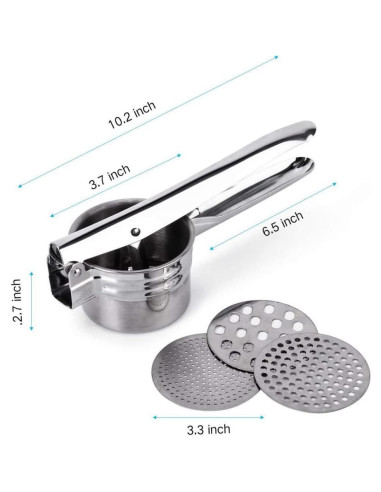 Prensador de Papas ZKKEIIE de Acero Inoxidable 425g con 3 Discos