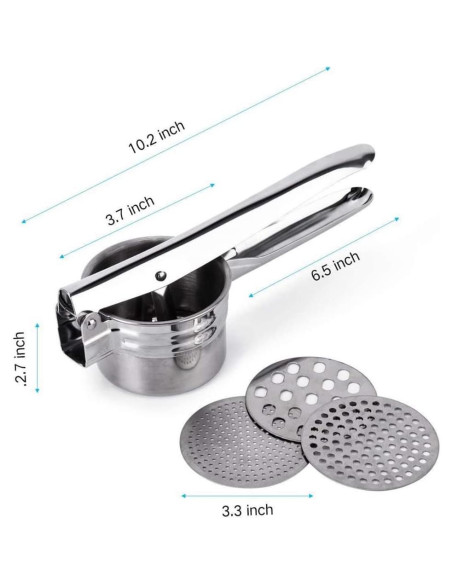 Prensador de Papas ZKKEIIE de Acero Inoxidable 425g con 3 Discos