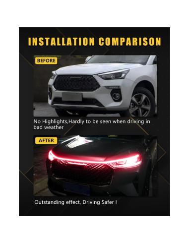 Tira de Luz LED YM E-Bright 70" Rojo Impermeable para Auto