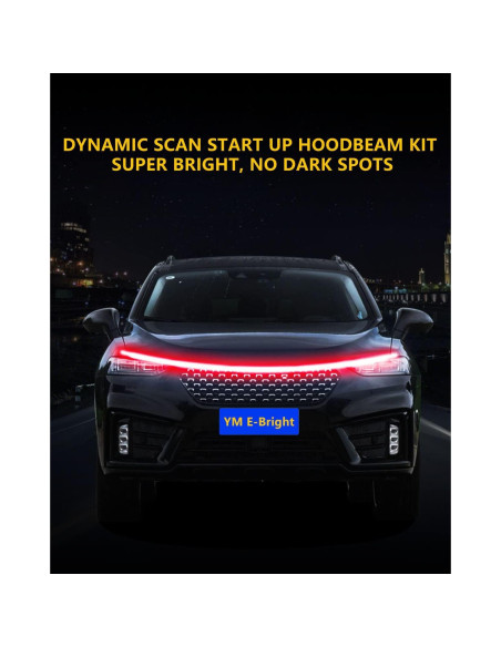 Tira de Luz LED YM E-Bright 70" Rojo Impermeable para Auto