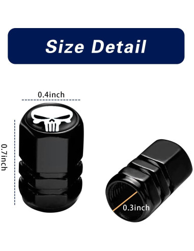 Tapas de Válvula de Neumático ijuicy 4 PCS Calavera Blanco