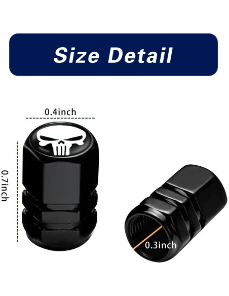 Tapas de Válvula de Neumático ijuicy 4 PCS Calavera Blanco