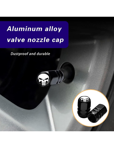 Tapas de Válvula de Neumático ijuicy 4 PCS Calavera Blanco