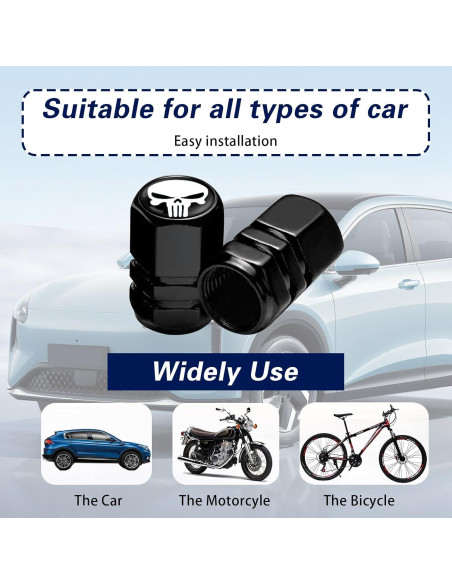 Tapas de Válvula de Neumático ijuicy 4 PCS Calavera Blanco