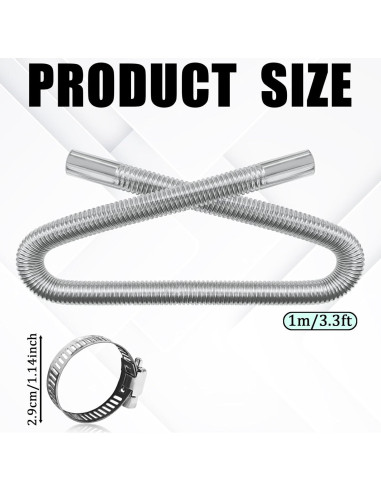 Tubo de escape flexible QKYS 100 cm para calefactor diésel