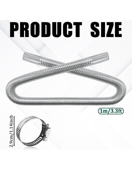 Tubo de escape flexible QKYS 100 cm para calefactor diésel