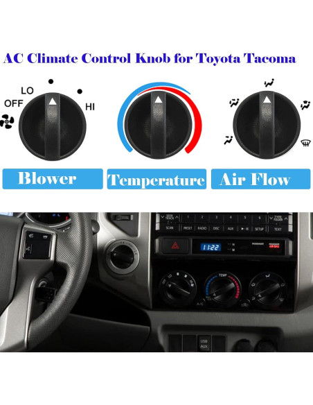 Paquete de 3 perillas de control HVAC Toyota Tacoma 2005-2011
