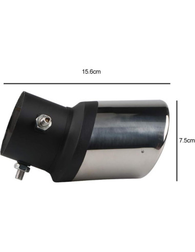 Punta de escape curvada de acero inoxidable idain 6.2 cm