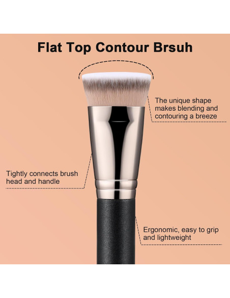 Brocha de Contorno TEOYALL, Cerdas Sintéticas Suaves 18cm