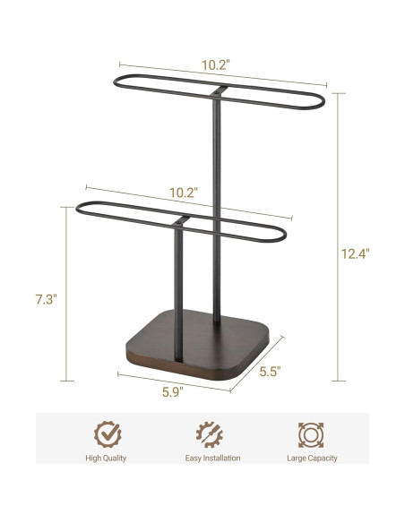 Organizador de Gafas Mkono 24 Pares 2 Niveles Metal y Madera Negro