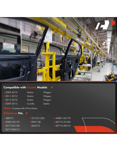 Regulador de Ventana Eléctrico A-Premium Toyota Corolla 2009-2013