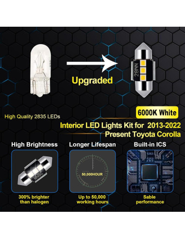 Kit de 6 Bombillas LED Interior EASY EAGLE para Toyota Corolla 2013-2022