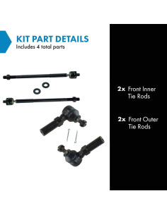 Juego de Barra de Dirección TRQ 4 Piezas para Toyota Corolla 2