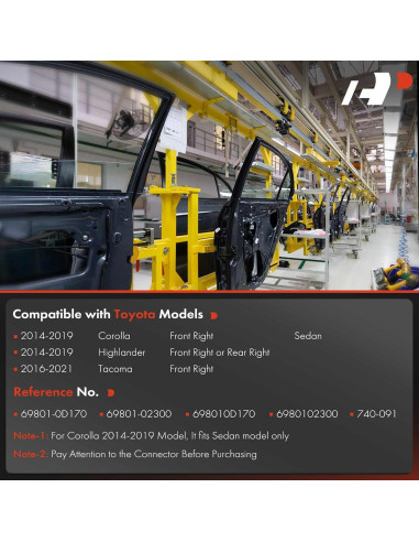 Regulador de Ventana Eléctrico A-Premium Toyota Corolla 2014-2019