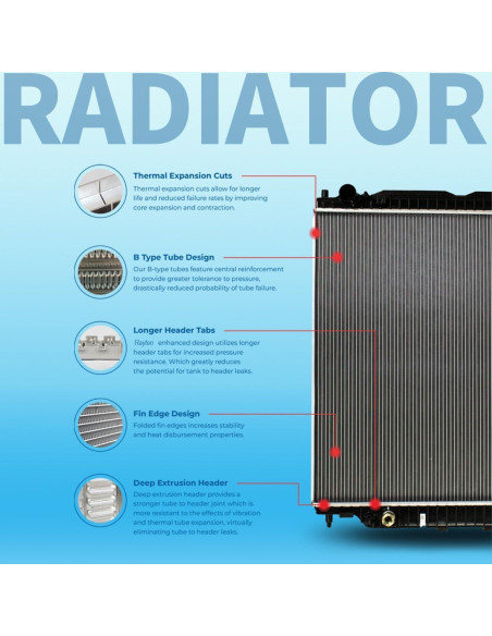 Radiador Rayten 13049 para Toyota Corolla 09-17 y Matrix 09-12