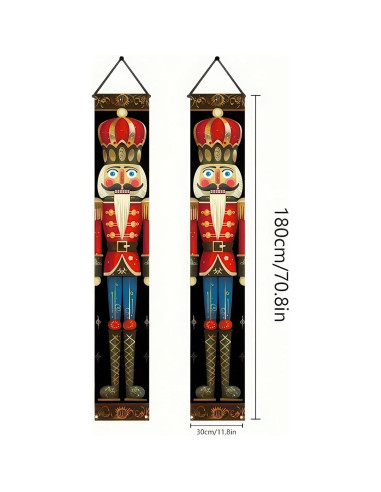 Banderas de Porche Navidad BlissYard Cascanueces 200 x 30 cm