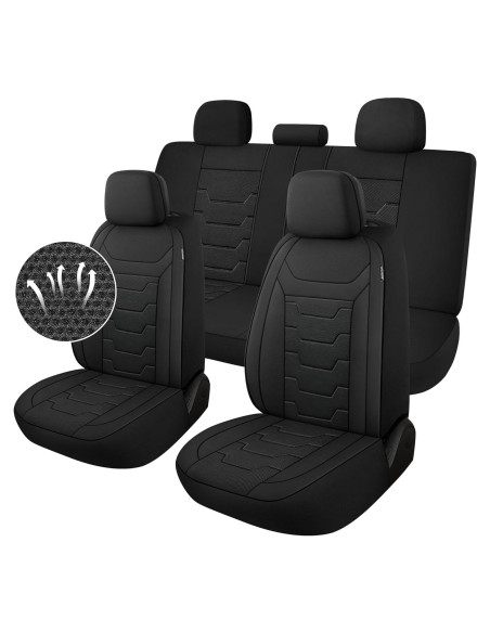 Cubiertas de Asiento de Coche CAROMOP Juego Completo Negro