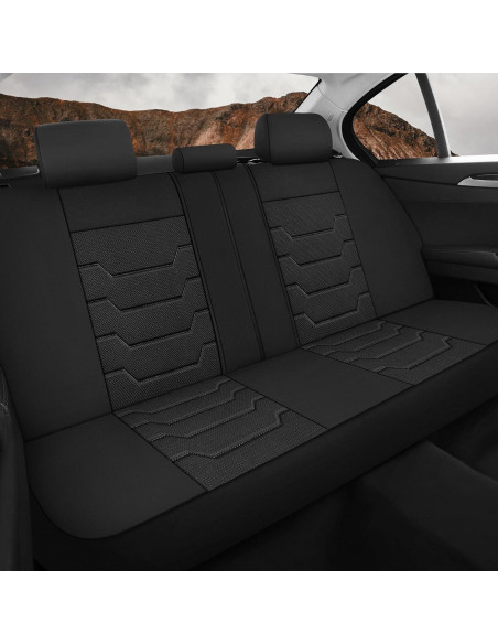 Cubiertas de Asiento de Coche CAROMOP Juego Completo Negro