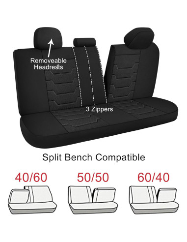 Cubiertas de Asiento de Coche CAROMOP Juego Completo Negro