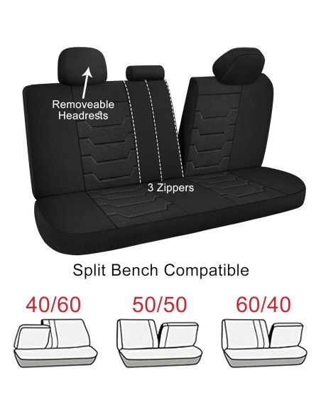 Cubiertas de Asiento de Coche CAROMOP Juego Completo Negro