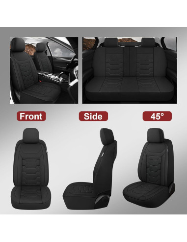 Cubiertas de Asiento de Coche CAROMOP Juego Completo Negro