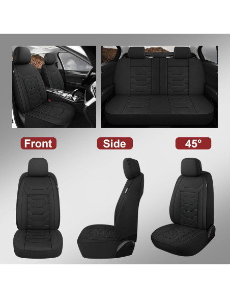Cubiertas de Asiento de Coche CAROMOP Juego Completo Negro