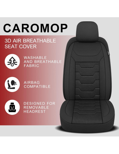 Cubiertas de Asiento de Coche CAROMOP Juego Completo Negro