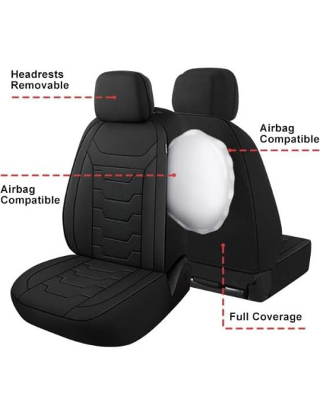 Cubiertas de Asiento de Coche CAROMOP Juego Completo Negro