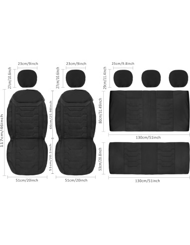 Cubiertas de Asiento de Coche CAROMOP Juego Completo Negro