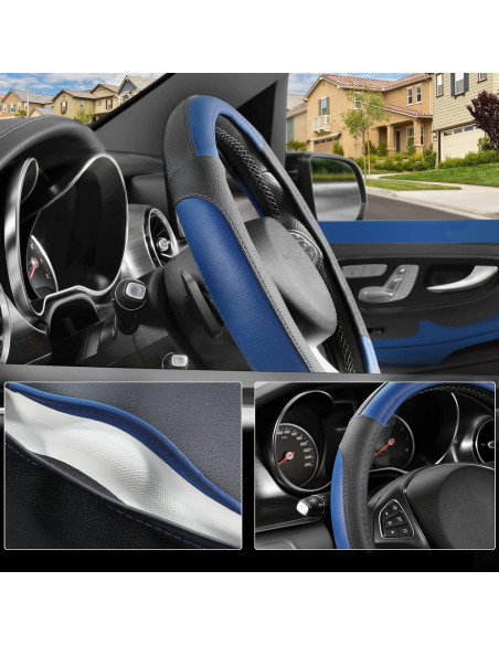 Cubierta de Volante SEG Direct Universal 36-38 cm Cuero Negro Azul