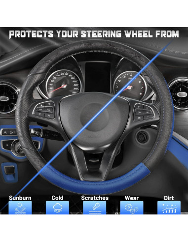 Cubierta de Volante SEG Direct Universal 36-38 cm Cuero Negro Azul