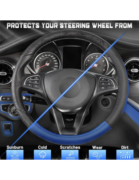 Cubierta de Volante SEG Direct Universal 36-38 cm Cuero Negro Azul