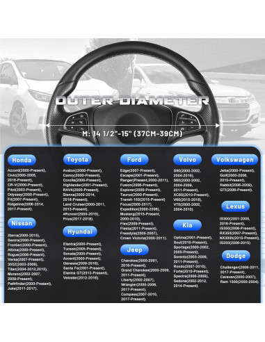 Cubierta de Volante SEG Direct Universal 36-38 cm Cuero Negro Azul