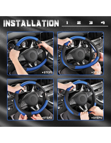 Cubierta de Volante SEG Direct Universal 36-38 cm Cuero Negro Azul