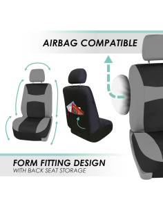 Juego de Fundas de Asiento Universal FH Group Gris y Negro 2
