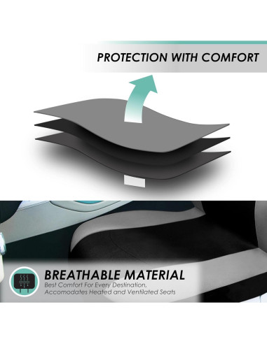 Juego de Fundas de Asiento Universal FH Group Gris y Negro