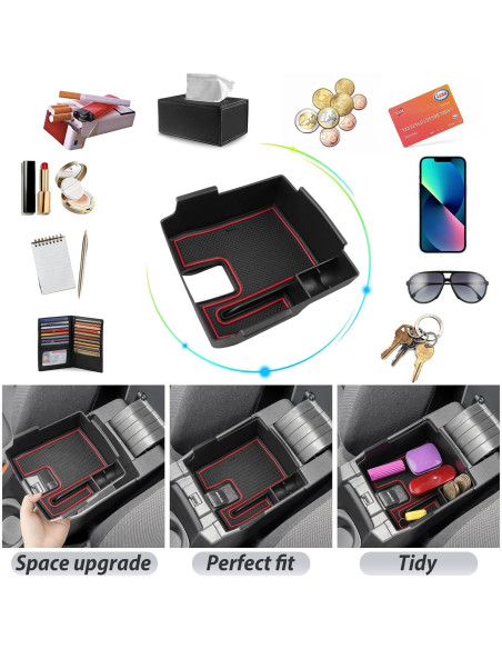 Organizador de Consola Central SKTU para Toyota Corolla 2020-2025 Rojo