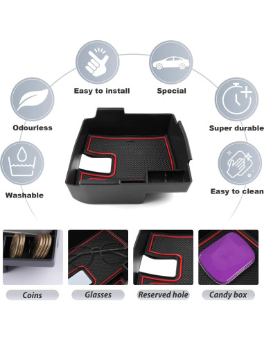 Organizador de Consola Central SKTU para Toyota Corolla 2020-2025 Rojo