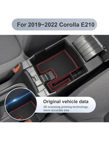 Organizador de Consola Central SKTU para Toyota Corolla 2020-2025 Rojo