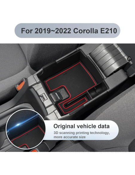 Organizador de Consola Central SKTU para Toyota Corolla 2020-2025 Rojo