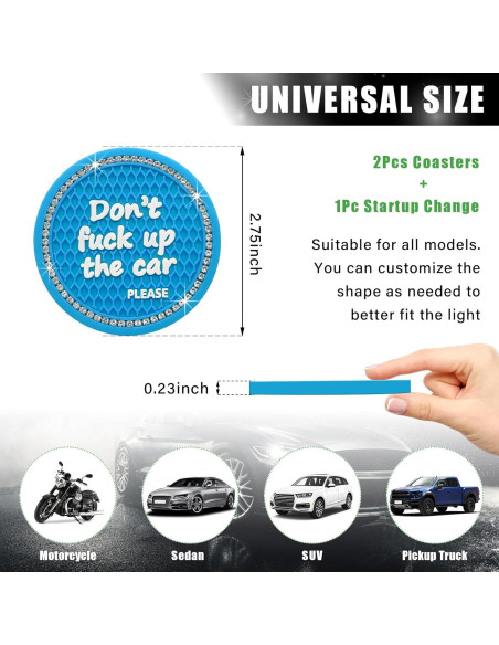 Ziciner Coaster Antideslizante para Auto Bling 2 Piezas