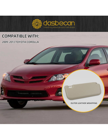Visera Lado Conductor Izquierdo Dasbecan Toyota Corolla 2009-2013 Cuero
