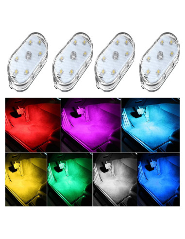 Luces LED Inalámbricas ATREPIN para Interior de Coche 7 Colores