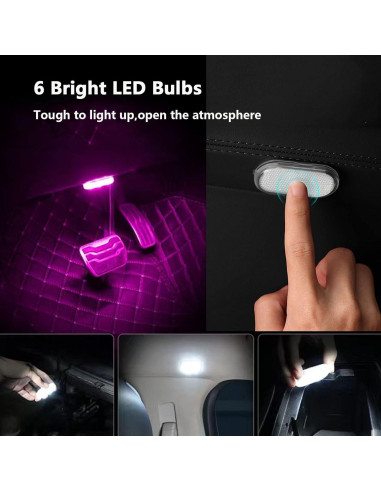 Luces LED Inalámbricas ATREPIN para Interior de Coche 7 Colores