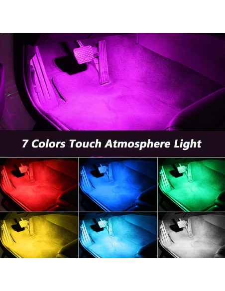 Luces LED Inalámbricas ATREPIN para Interior de Coche 7 Colores