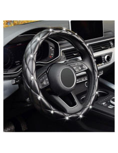 Cubierta de Volante KAFEEK Cuero Antideslizante 38 cm Negro