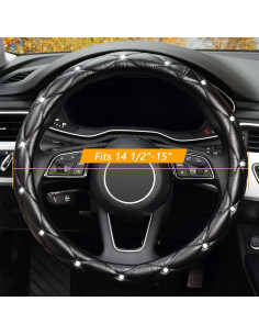 Cubierta de Volante KAFEEK Cuero Antideslizante 38 cm Negro 2